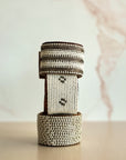 Swahili Coast Beaded Leather Cuffs in White