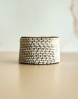 Swahili Coast Beaded Leather Cuffs in White