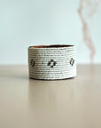 Swahili Coast Beaded Leather Cuffs in White