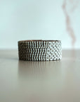 Swahili Coast Beaded Leather Cuffs in White