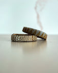 Swahili Coast Beaded Leather Cuffs in Gold