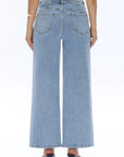 model wearing BAYEAS floral cutout pearl straight-leg jeans full length