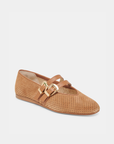 Dolce Vita Baylee ballet flats crafted in pecan perforated suede with a refined, breathable design.