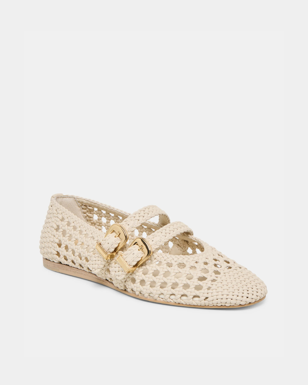 Baylee woven ballet flats by Dolce Vita in crème with braided texture and double strap design.