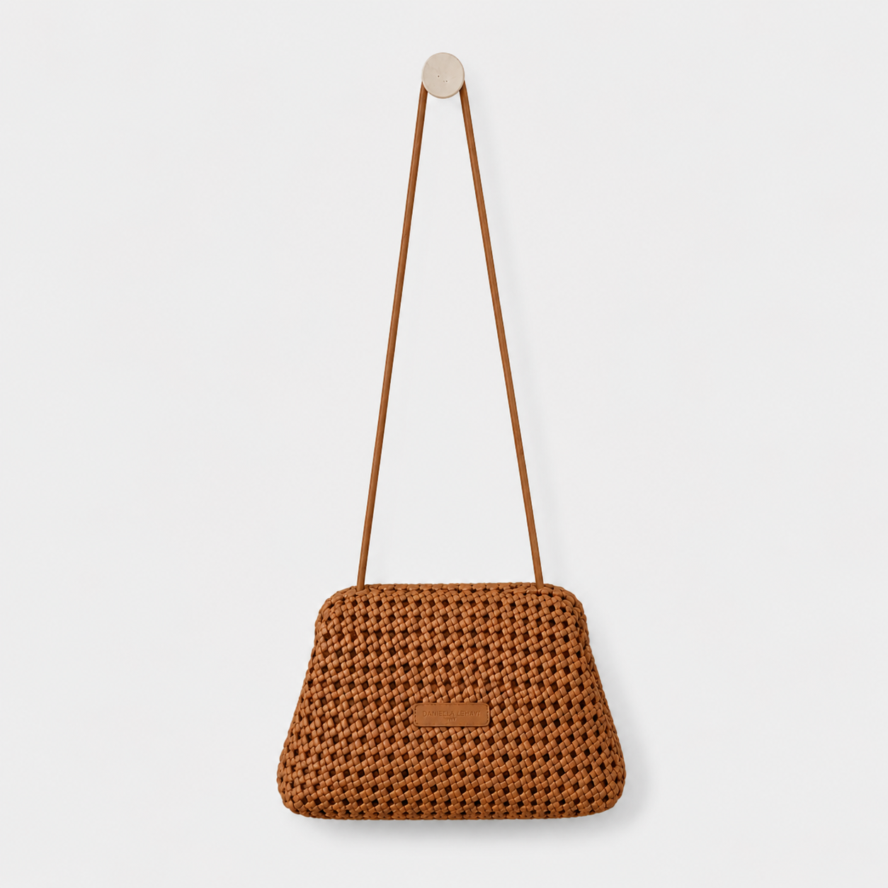 Daniella Lehavi Vivian Maxi Convertible Clutch in tan shown with long shoulder strap