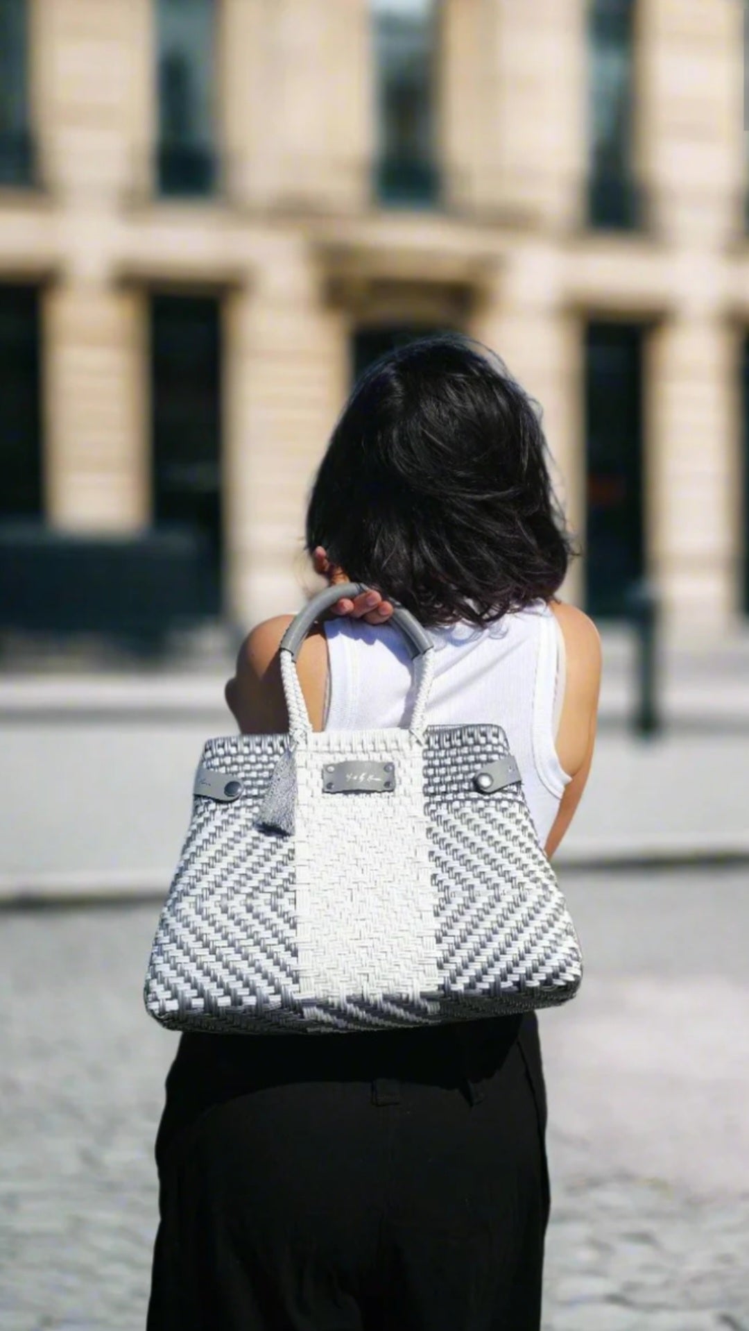 Diamond sustainable luxury handbag styled for everyday wear