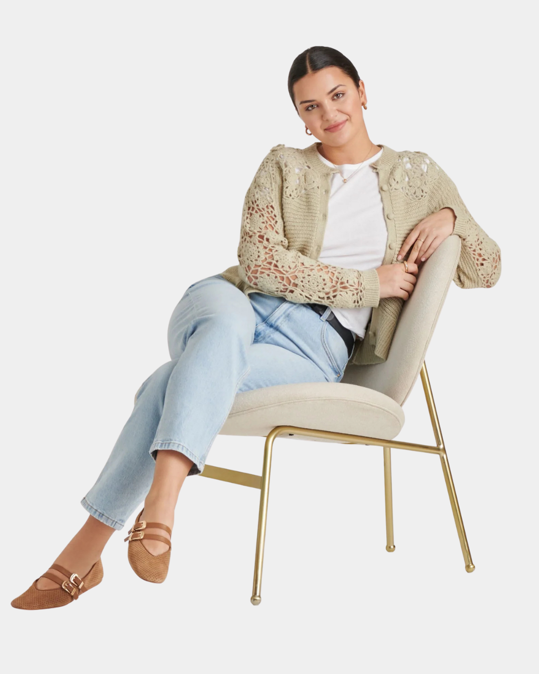 Dolce Vita Baylee ballet flats in pecan perforated suede with double buckle straps