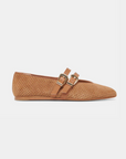 Dolce Vita Baylee ballet flats in pecan perforated suede with double buckle straps