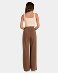 Back view of the Elan Marley Wide Leg Pants in mocha showing the relaxed wide-leg fit.