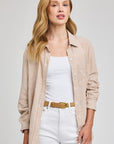 Gentle Fawn Dominique Button Down Shirt striped linen blend front view