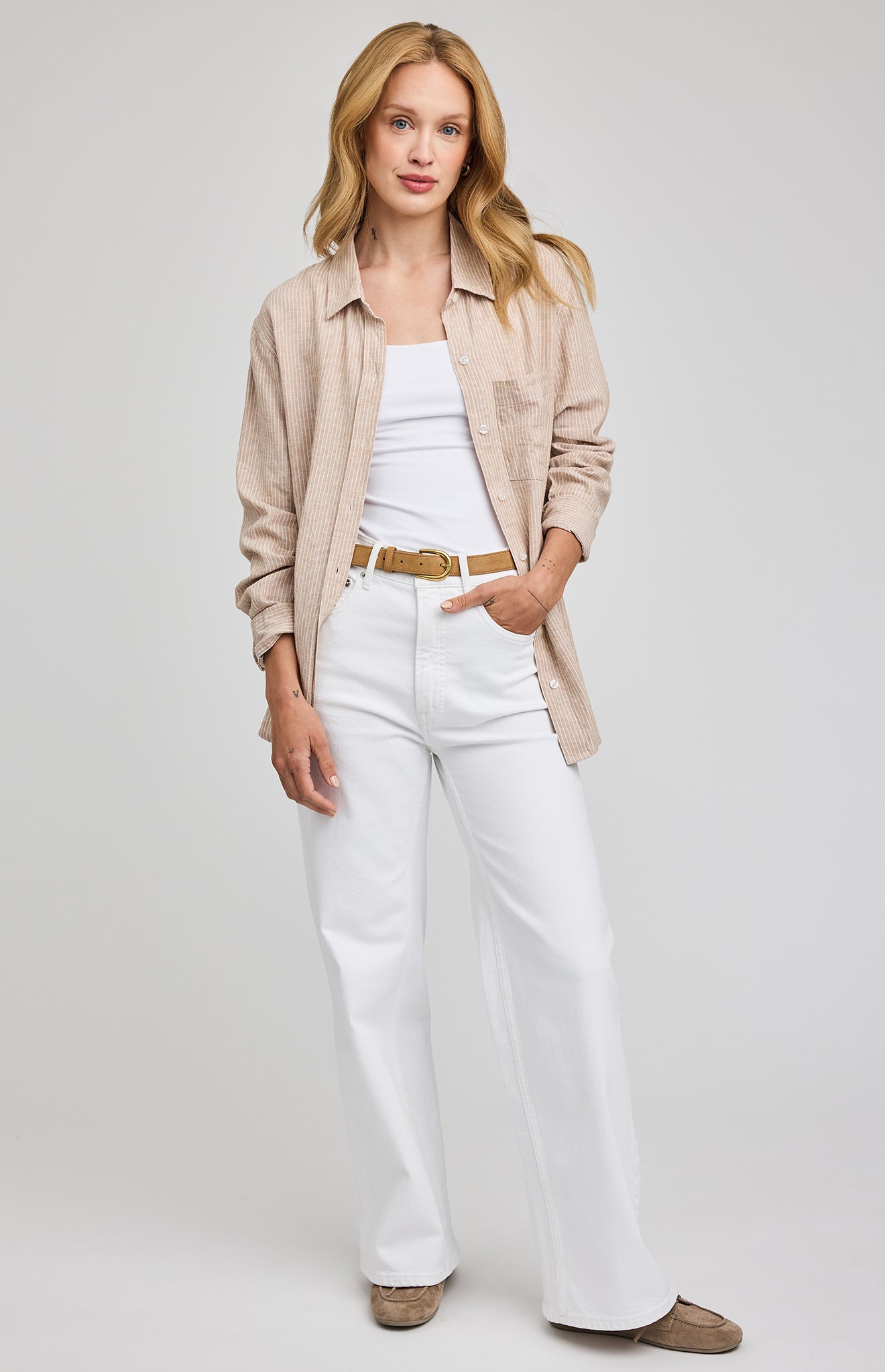 Gentle Fawn Dominique Button Down Shirt styled with denim 