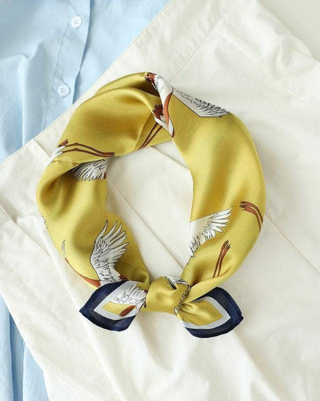 Golden crane mulberry silk scarf for women luxury silk scarf