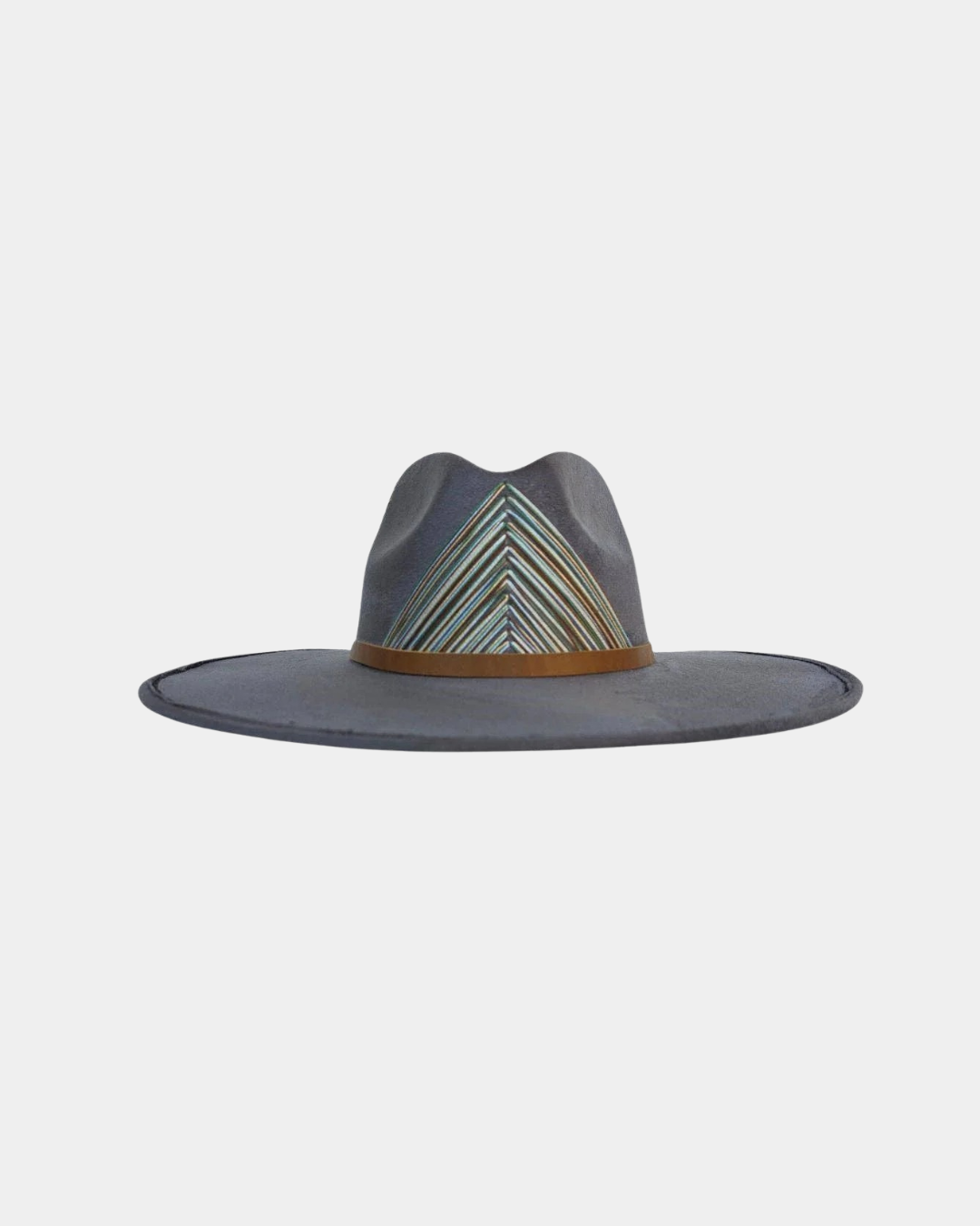 Front view of the Lottie Rancher Crown Hat in grey suede.