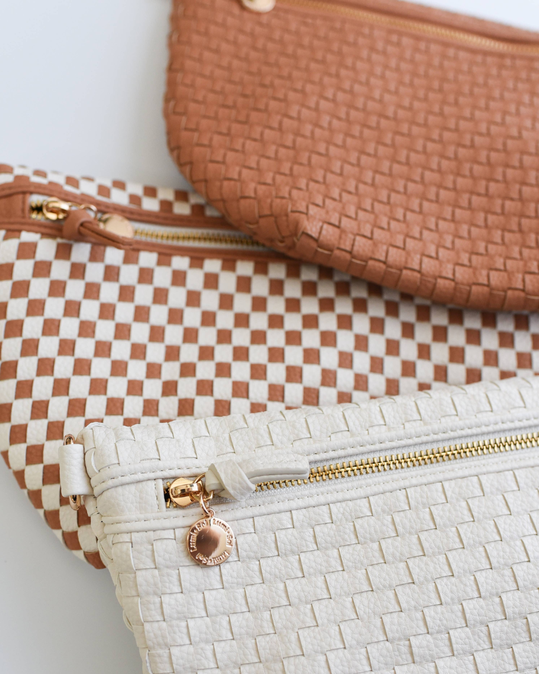 Close-up of clay woven vegan leather texture