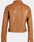 Back view of the Mauritius Lefei Leather Shirt Jacket in Camel