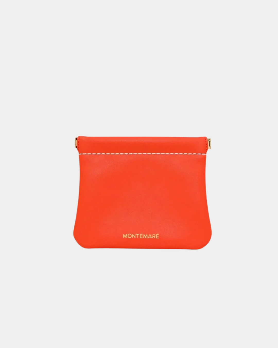 Montemare Roma Square Pouch in Orange, front view with contrast stitching and gold logo.