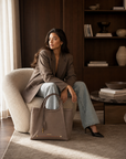 Montemare Sedona Work Tote in Cocoa Bean styled with a blazer and jeans