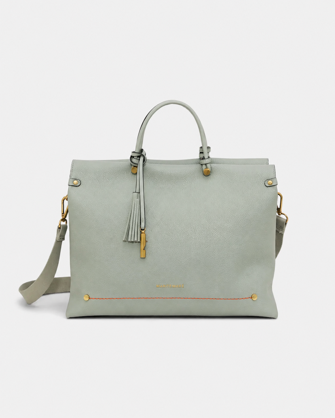 Montemare Vienna Small Carry On Tote in Blakes Blue front view with top handles, shoulder strap and gold hardware