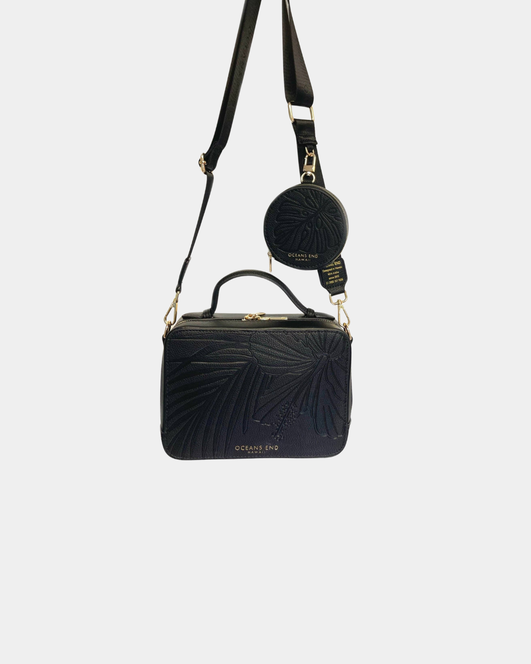 Oceans End Chanelle Crème handbag in vegan leather with embossed hibiscus design