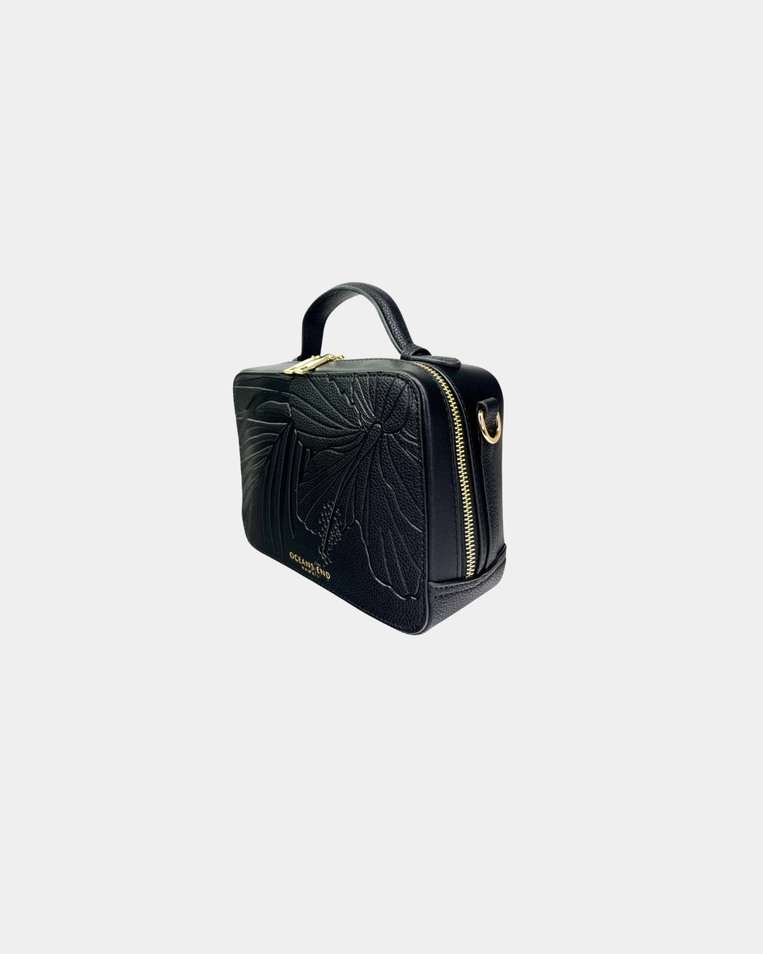 Oceans End Chanelle Crème handbag in vegan leather with embossed hibiscus design