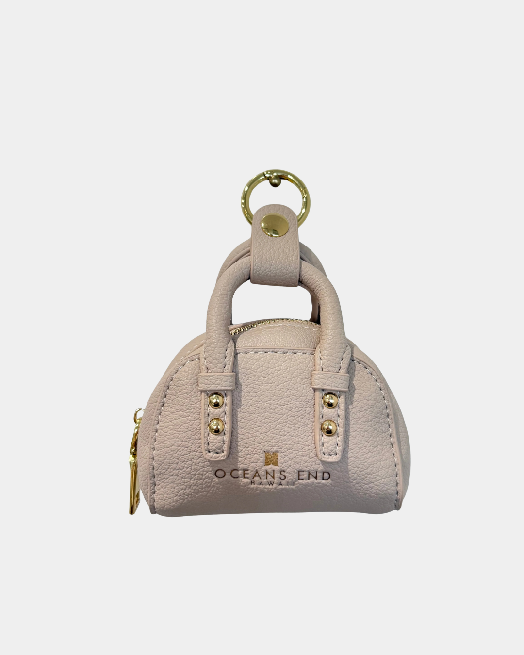 Oceans End Claudia mini handbag charm in bone vegan leather with gold hardware