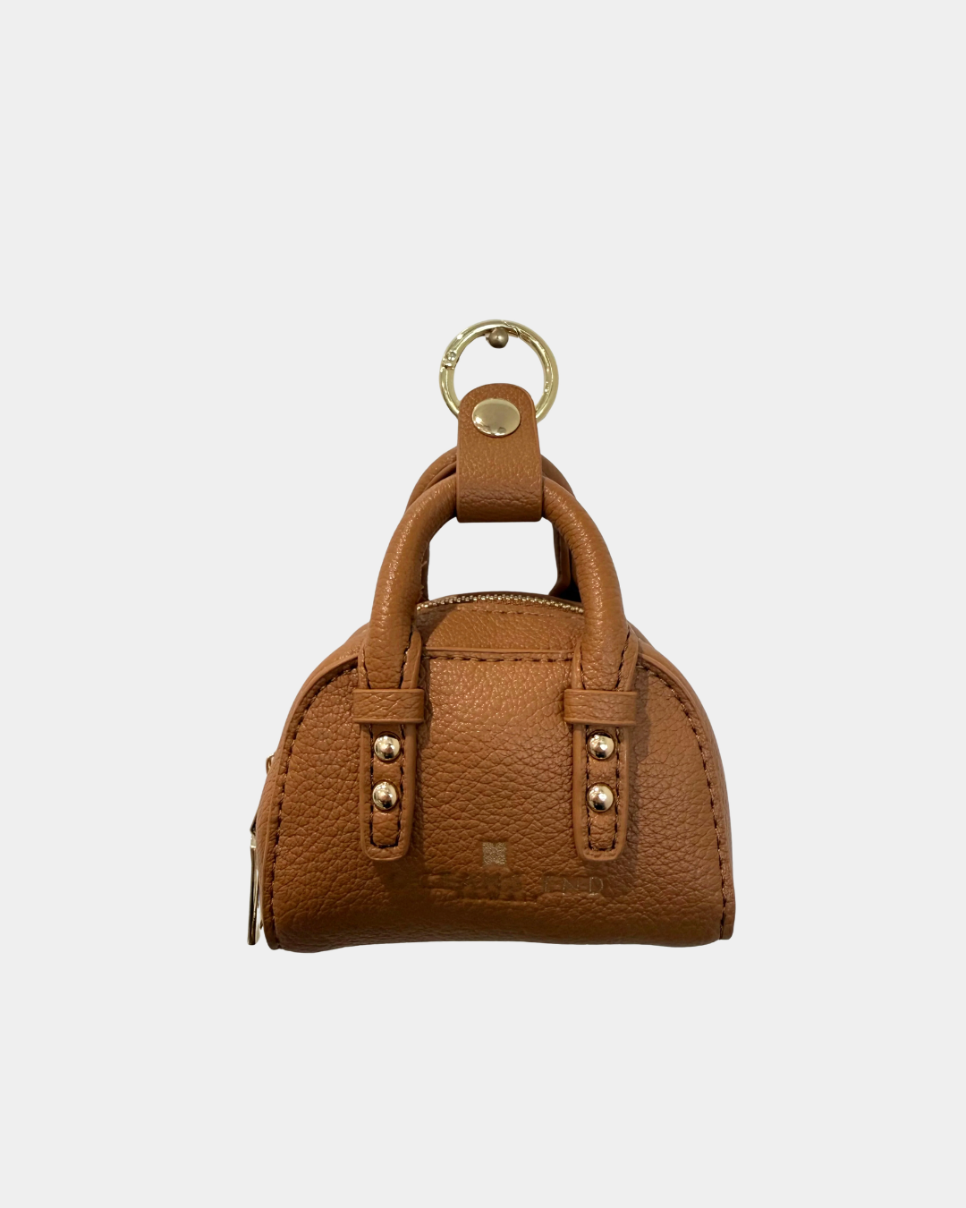 Oceans End Claudia mini handbag charm in tuscan vegan leather with gold hardware