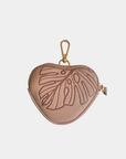 Oceans End heart pouch in blush pink with gold hardware keychain