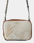 Oceans End Justine crossbody bag in cream vegan leather front view