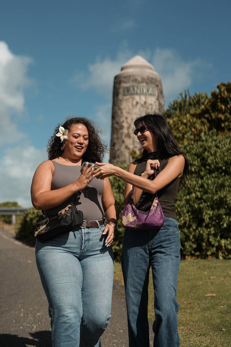 Oceans End Kamalani shoulder and crossbody bag in recycled nylon designed in Hawaii