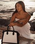 Oceans End Leialoha handbag with embossed puakenikeni lei design
