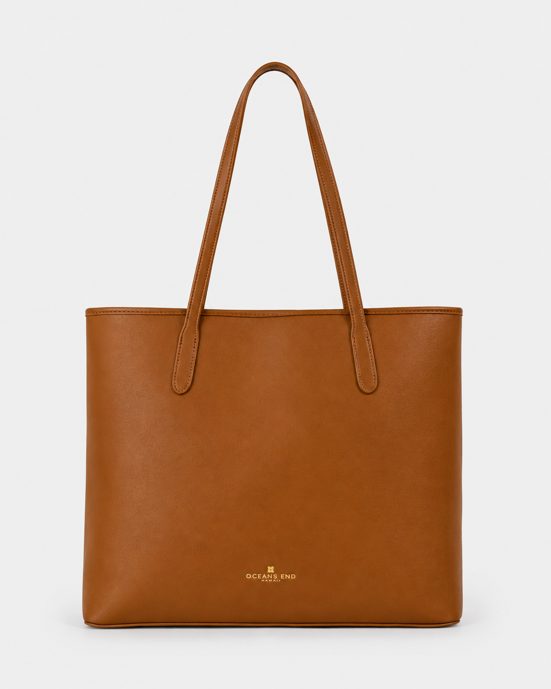 Back view of the Oceans End Marnie Tote in Tuscany with long shoulder straps and gold logo