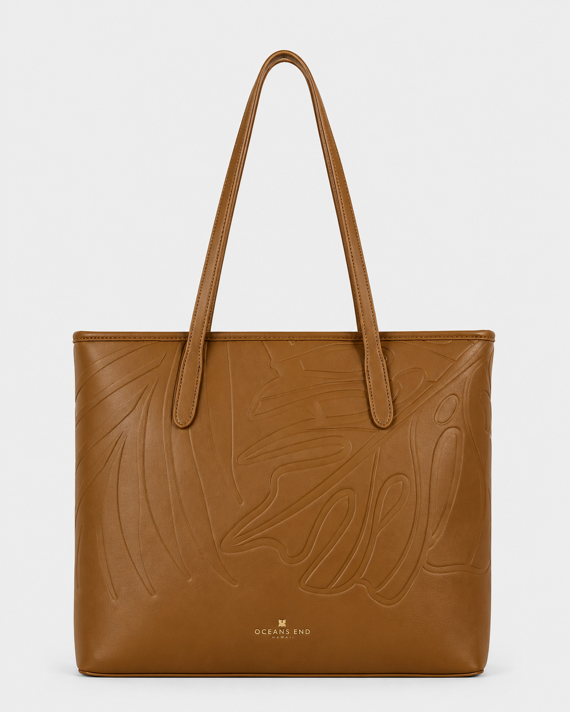 Oceans End Marnie Tote in Tuscany with embossed tropical design and long shoulder straps