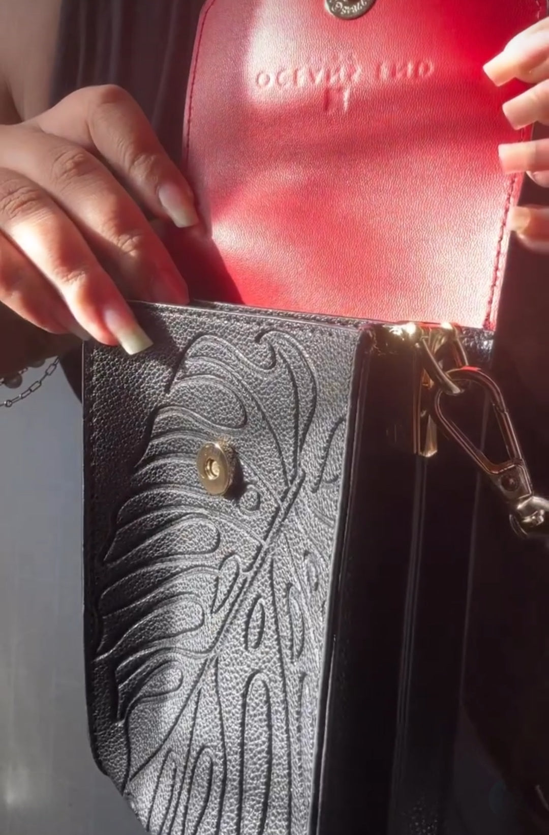 Oceans End Megan phone crossbody pouch in embossed vegan leather