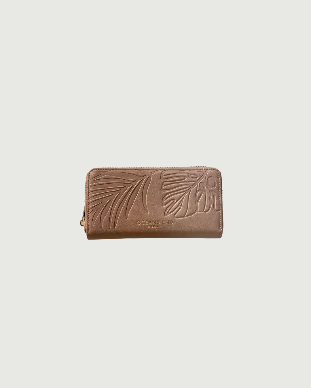 Oceans End palm and Monstera zip wallet with multiple card slots designed in Hawaii