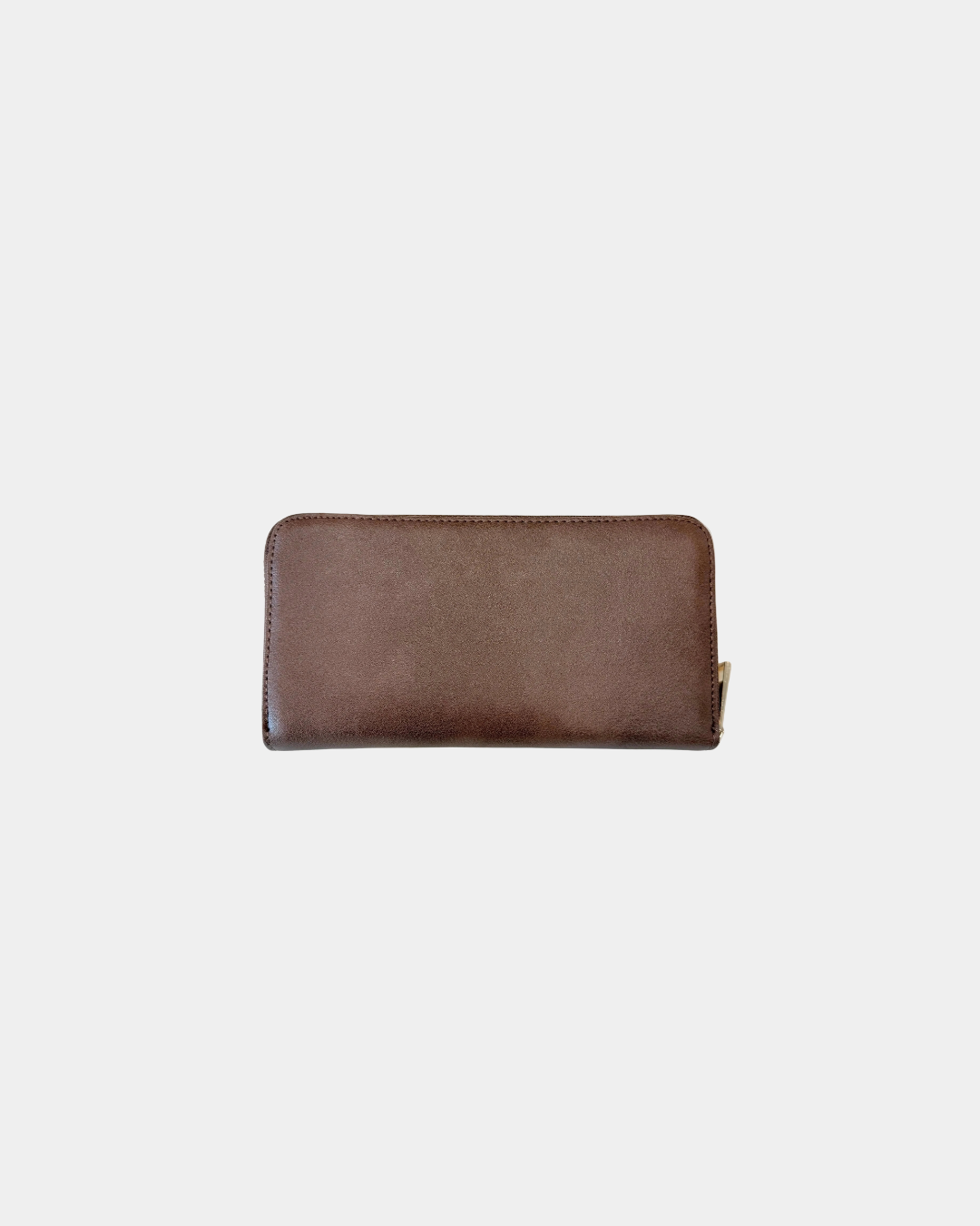 Back view of the Oceans End Palm Monstera wallet in mocha vegan leather