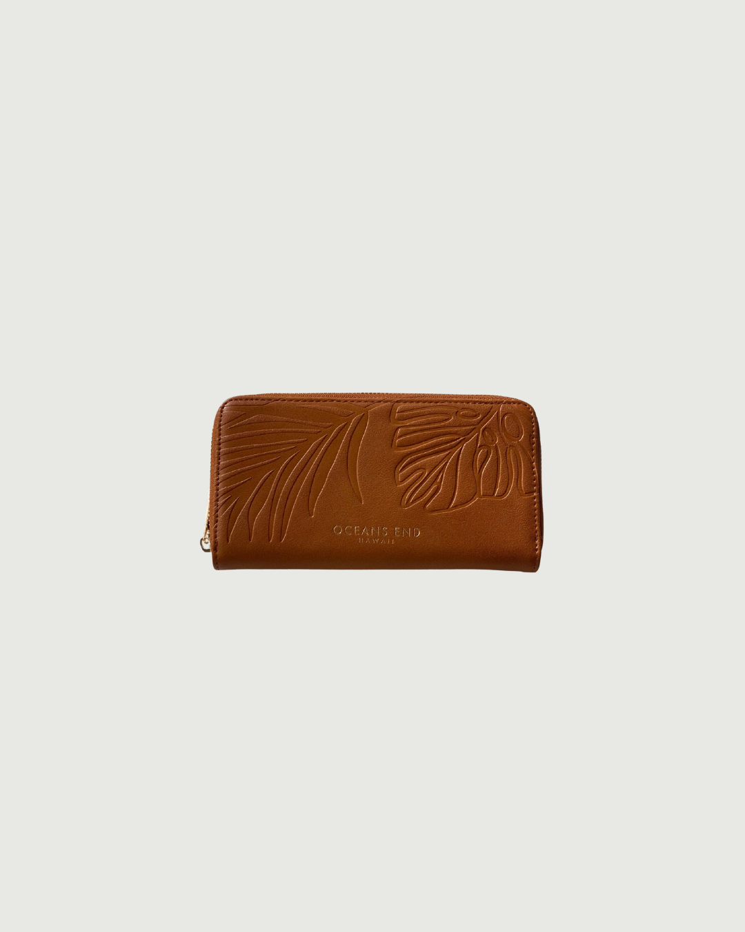 Oceans End palm and Monstera zip wallet with multiple card slots designed in Hawaii