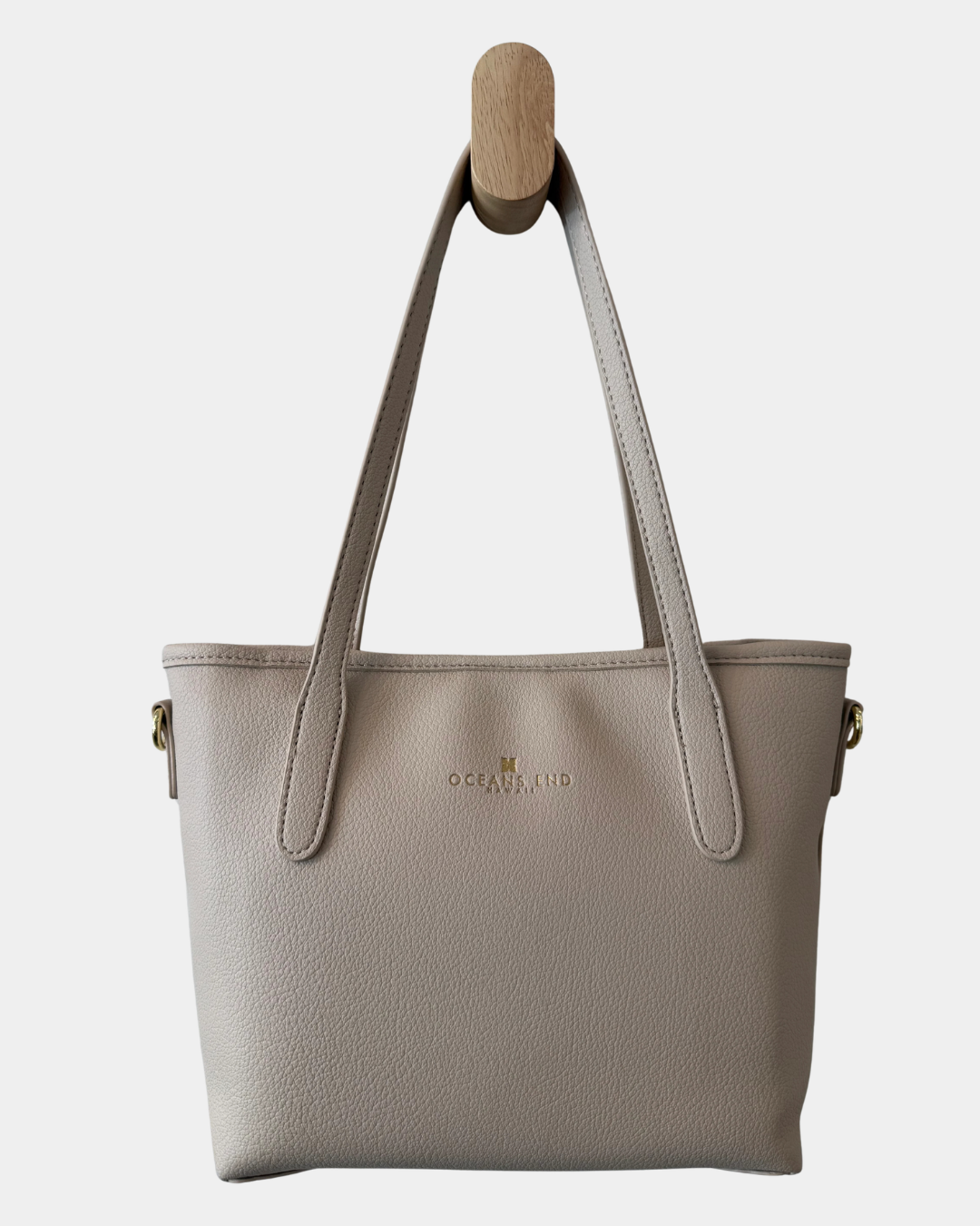 Oceans End Shawna tote bag in bone with embossed floral detail in vegan leather