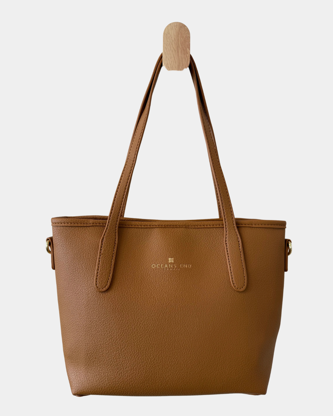 Oceans End Shawna tote bag in tuscan in vegan leather back view