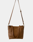 Oceans End Shawna convertible tote bag in tuscan worn as crossbody with adjustable strap