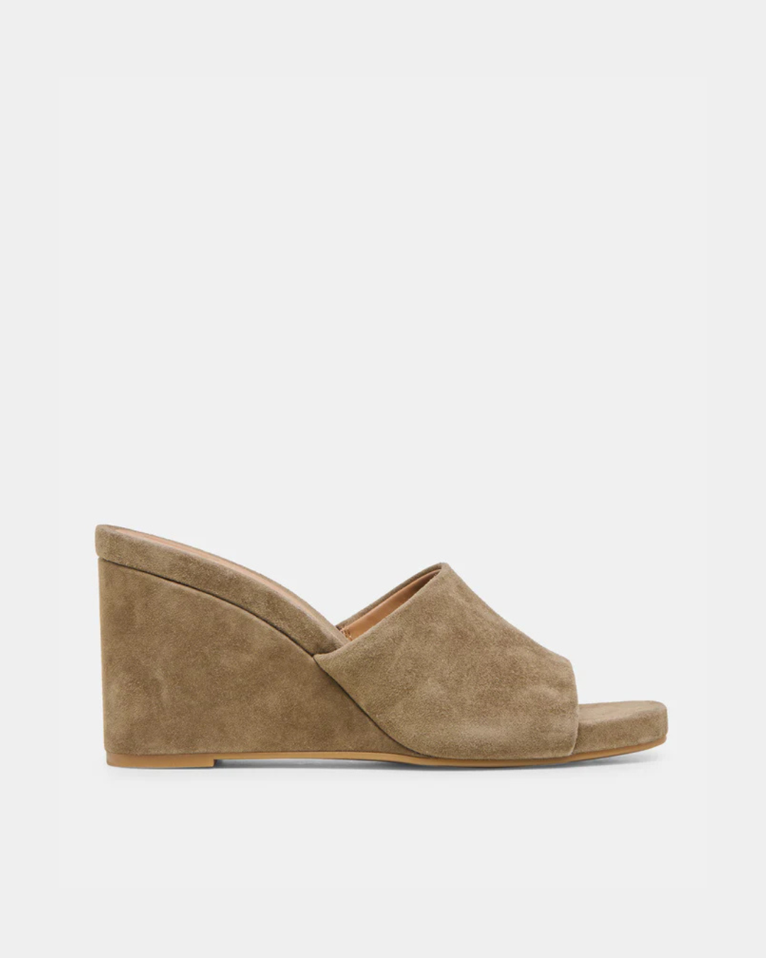 Women’s Holta wedge by Dolce Vita in olive suede for versatile warm-weather styling.