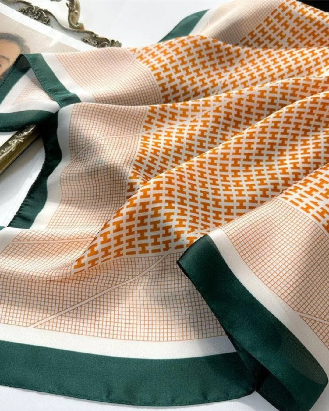 Orange plaid mulberry silk scarf for women luxury silk scarf