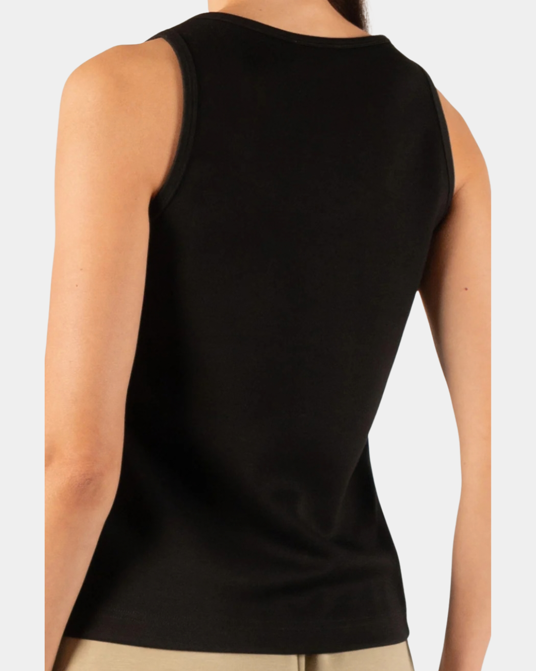 Back view of the P.CILL Ada Butter Modal Tank Top in Black