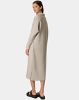 Back angled view of the P.CILL Connie Butter Modal Midi Dress in Heather Grey showing the relaxed silhouette