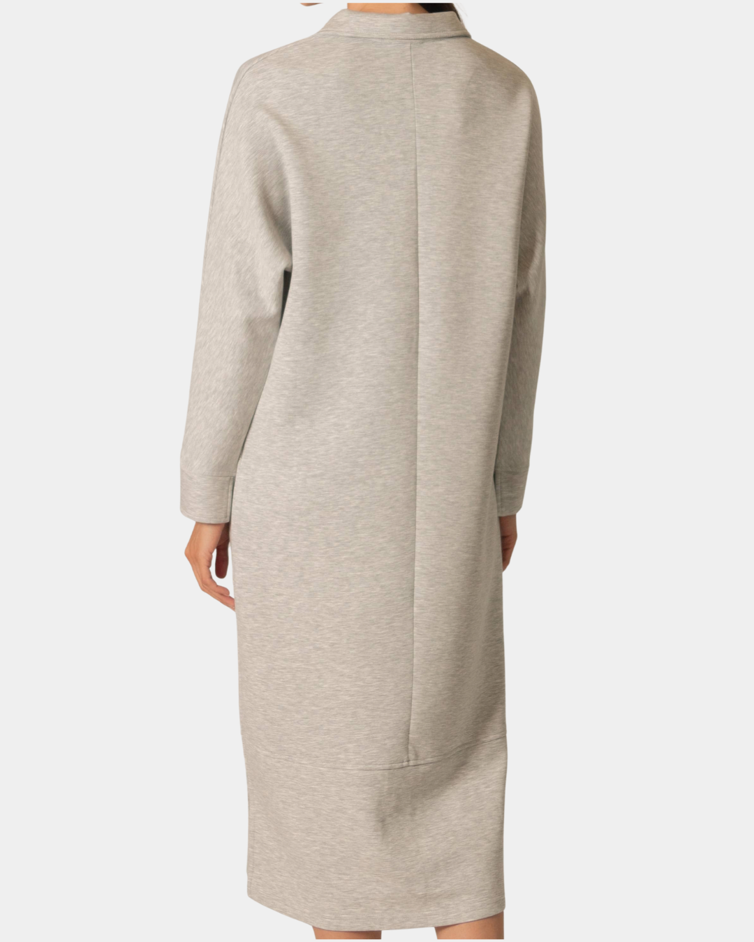 Back view of the P.CILL Connie Butter Modal Midi Dress in Heather Grey