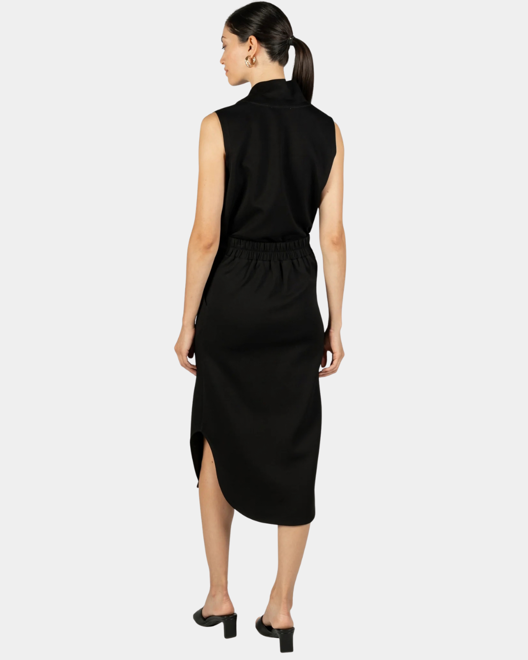 Back view of the P.CILL Diana Butter Modal Midi Skirt in Black
