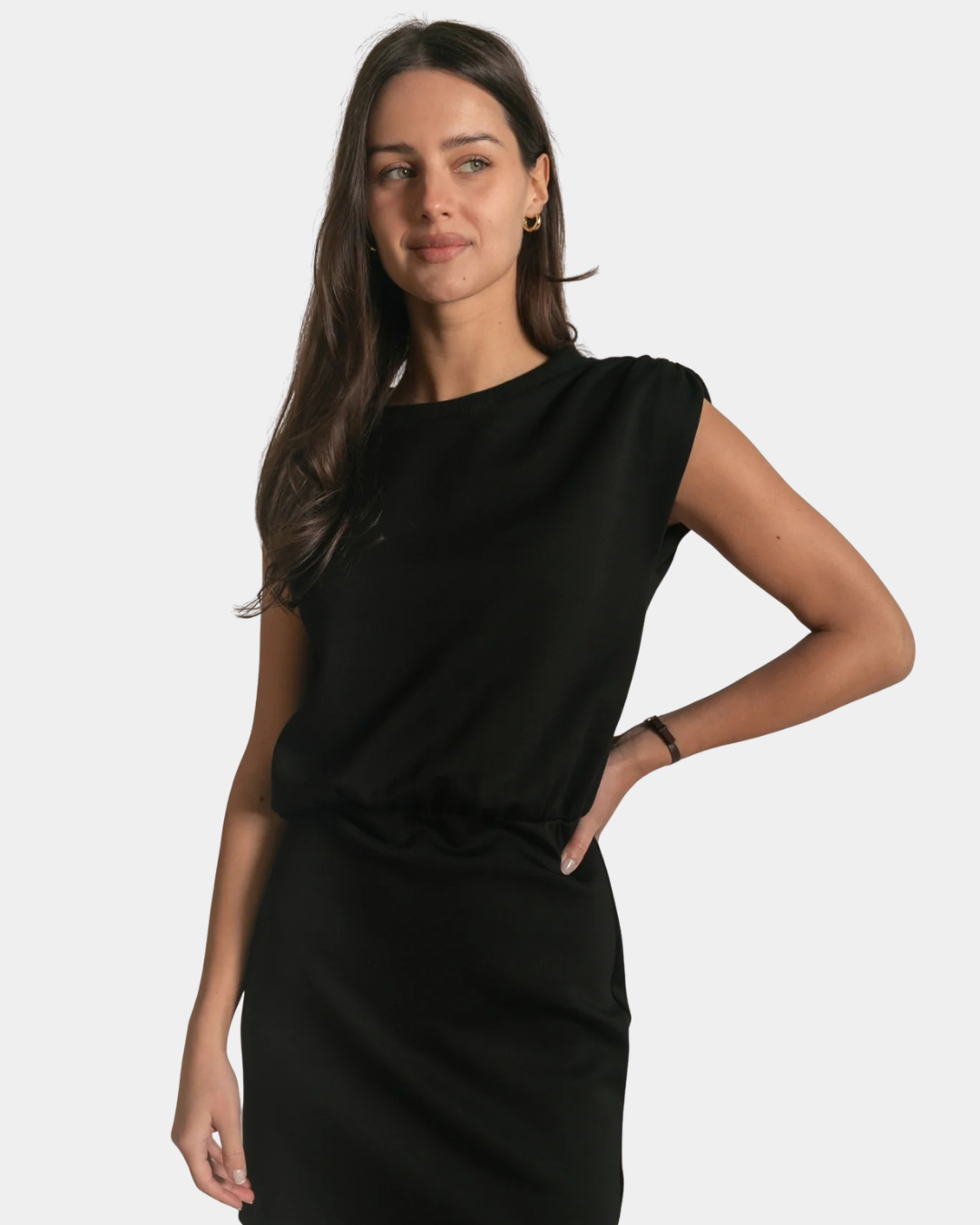 Front view of the P.CILL Kai Butter Modal Mini Dress in Black