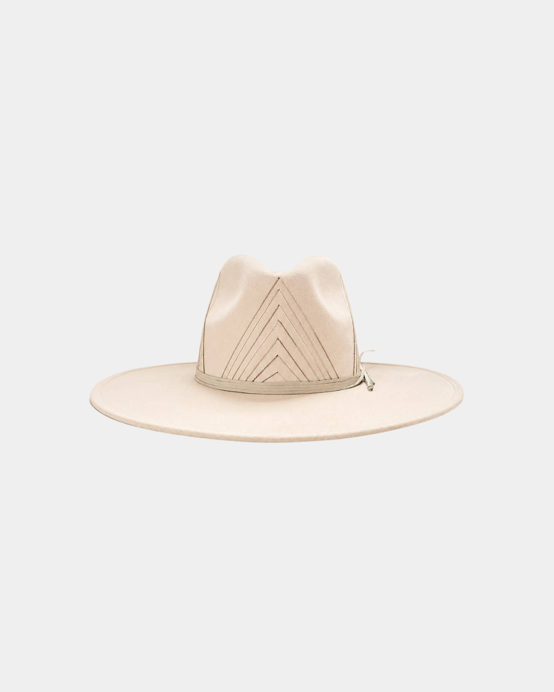 Front view of the Petra Savage Sutton Rancher Crown Hat with wide brim and detailed crown