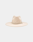 Front view of the Petra Savage Sutton Rancher Crown Hat with wide brim and detailed crown