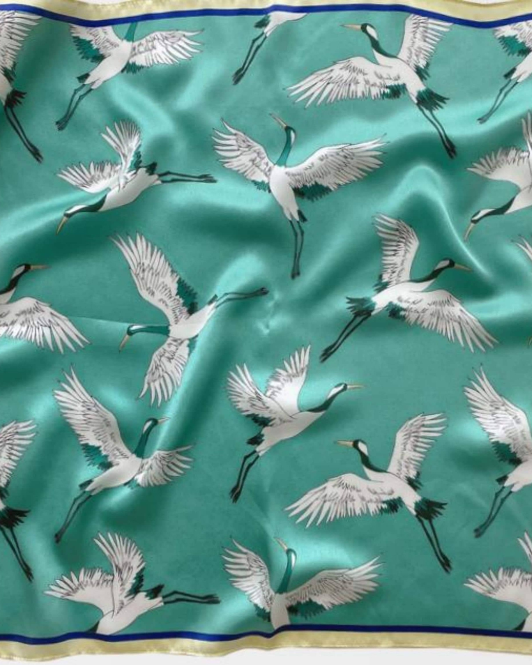 Sea green crane mulberry silk scarf for women luxury silk scarf