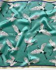 Silk Scarf Aqua Crane